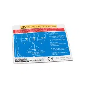 Tail Lift Operation Decal DL500 PC300