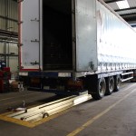 Commercial vehicle in workshop for maintenance and repair