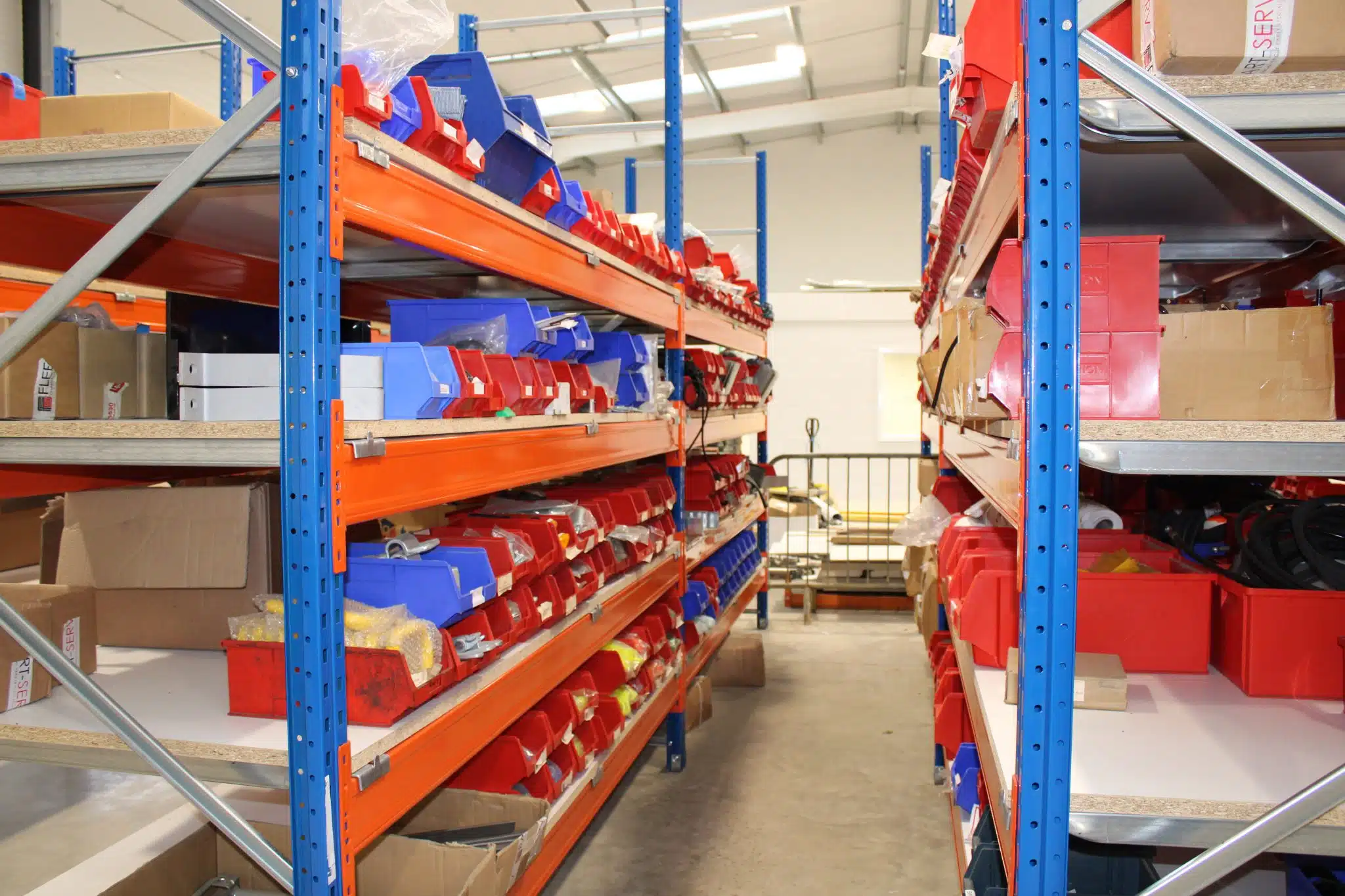 Commercial vehicle parts and workshop stock on shelves at Part-Serv